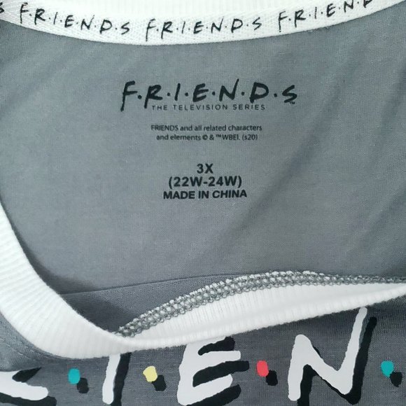 y2k new FRIENDS PJs Pajama Set Top w Pants TV show Sleepwear MEDIUM 8 10 - Picture 10 of 13